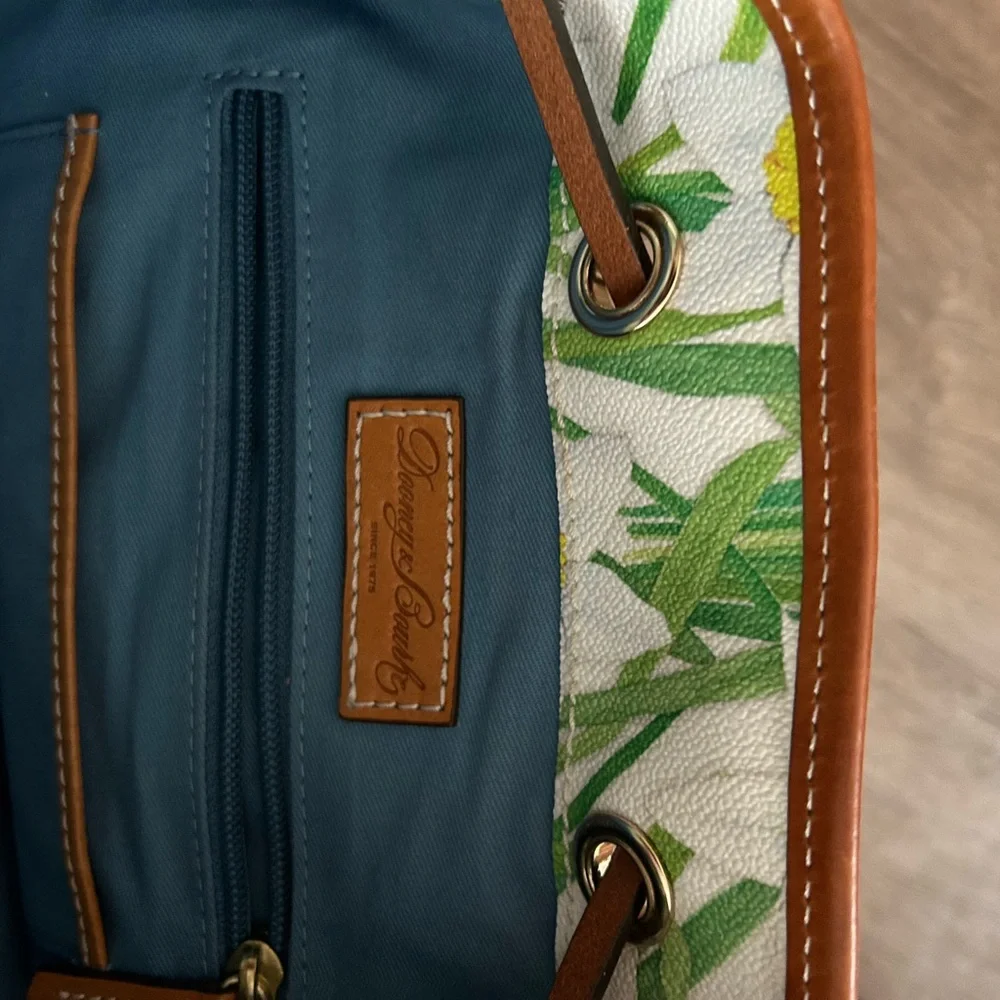 Dooney & Bourke EUC Floral Bucket Bag - Green and Brown - Picture 3 of 5